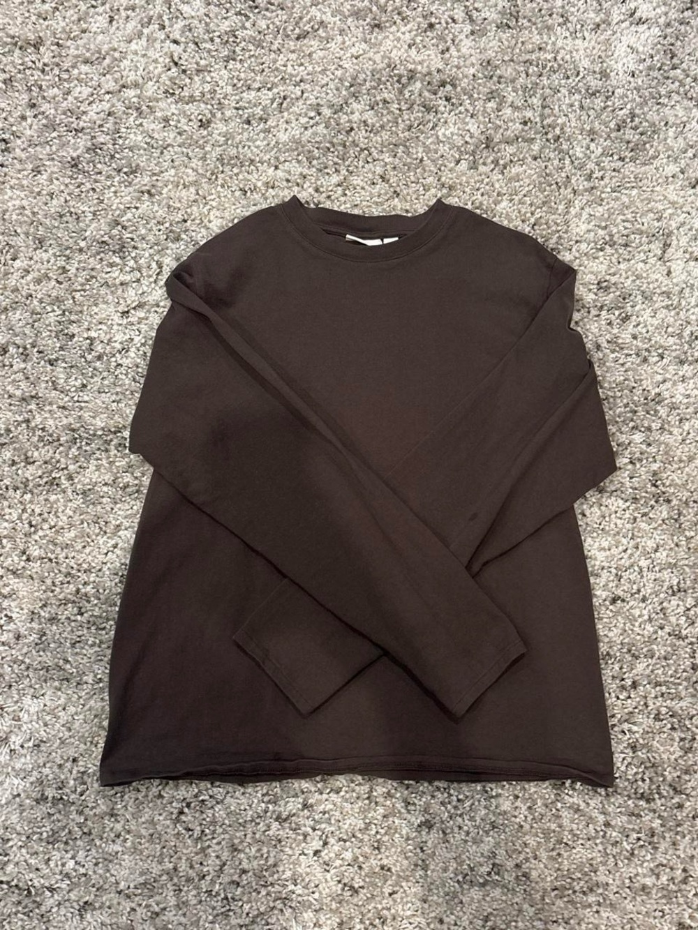 Zara Men's Long Sleeve Crewneck Shirt - Dark Brown